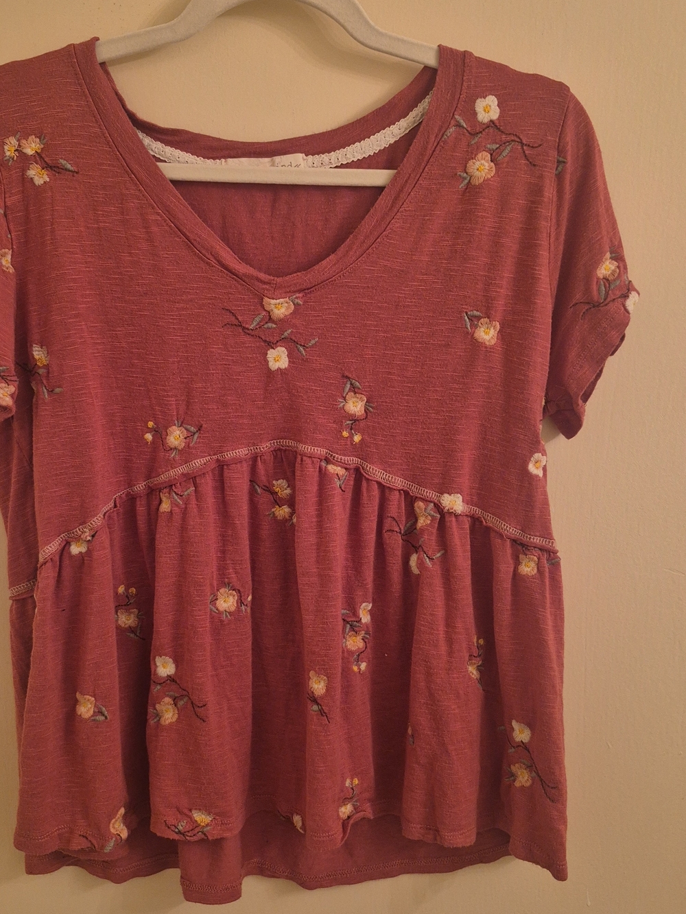 Rewind Mauve Floral Peplum Tee